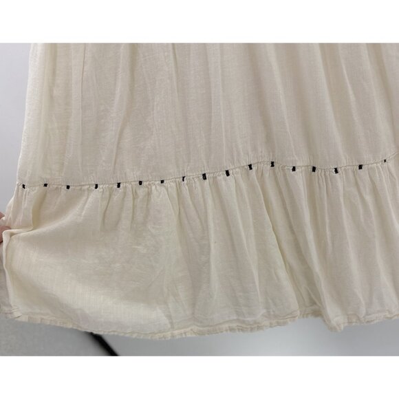 Old Navy Women’s Ivory Tiered Embroidered Midi Swing Dress M Boho, Flaw - Picture 9 of 14